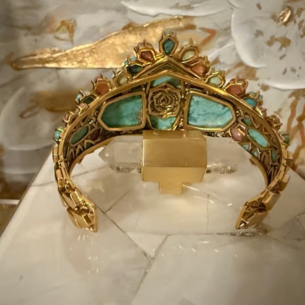 Kendra Scott Turquoise and Pink Gem Brooch - Picture 3 of 4